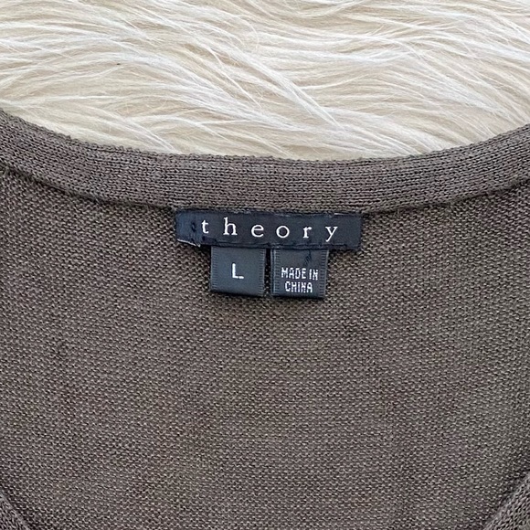 Theory Olive Green Linen Silk Knit Sleeveless Scoop Neck Bubble Hem Dress Tunic - Picture 6 of 11